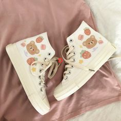 Bear Canvas, Rubber Shoes, Swag Shoes, Pink Shoes, Thick Heels, Pretty Shoes