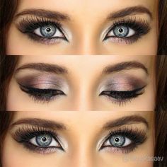 Best Ideas Of Makeup For Blue Eyes ★ Dark Bridal Makeup For Blue Eyes, Seductive Makeup Looks For Blue Eyes, Bridal Make Up Blue Eyes, Wedding Makeup For Blue Eyes, Eyeshadow For Blue Eyes, Makeup For Blue Eyes, Valentines Day Makeup, Palette Makeup