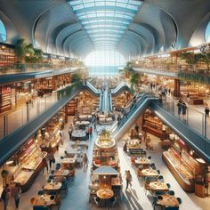 an aerial view of the inside of a shopping mall