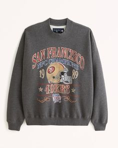 Classic sweatshirt in our softAF fleece fabric and oversized-fit silhouette, featuring San Francisco 49ers graphic detail at chest, crew neckline and banded hem and cuffs. Imported. Farmhouse Bathrooms, Gender Inclusive, Beautiful Farmhouse, Men's Tops, Atlanta Falcons, San Francisco 49ers, Crew Sweatshirts, Get The Look, Super Bowl