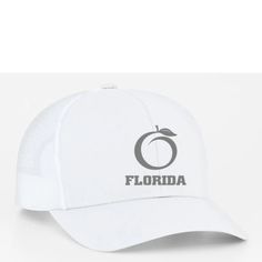 Florida Heritage Hats Florida Heritage The Ridge Trucker Silver/White Panel Hat, Snap Back, Snap Backs, Logo Color, Ball Cap, White White, Color White, Florida, Mesh