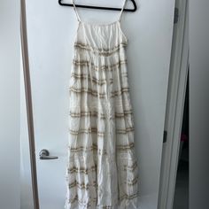 Aerie Tie Dye Maxi Sundress With Braid And Lace Detail White Cotton Beachy Dress, White Beachy Cotton Dress, White Flowy Cotton Beach Dress, White Cotton Sundress For Beach Season, White Beachy Sundress For Beach Cover-up, White Maxi Length Beachy Dress, Cream Cotton Maxi Dress For Vacation, Cream Maxi Sundress For Vacation, Cream Maxi Length Sundress For Vacation