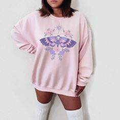 Pastel Goth Sweatshirt Pastel Goth Clothing Cottagecore - Etsy Pastel Goth Plus Size, Pastel Core Outfits, Kawaii Goth Outfits, Pastel Goth Sweater, Goth Sweatshirt, Bubblegum Witch, Goth Outfits Aesthetic, Indie Sweatshirt, Pastel Goth Boy