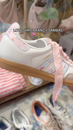 Loveshackfancy Sambas, Love Shack Fancy Shoes, Love Shack Fancy Sambas, Cute Sambas, Must Have Clothes, Cute Adidas Shoes, Pretty Sneakers, Adidas Sambas