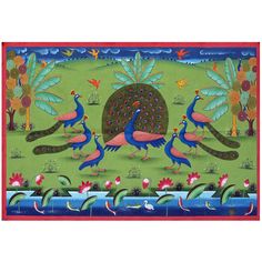 Painting On Cloth, Wall Decor Traditional, Lilly Pond, Indian Wall Decor, Rajasthani Painting, Painting Indian