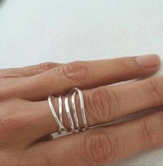 Sterling Silver Ring Wrap Around Ring Women Ring Hammered Ring Handmade Modern Sterling Silver Midi Rings, Modern Handmade Sterling Silver Midi Rings, Modern Handmade Stackable Rings With Open Band, Modern Handmade Stackable Open Band Rings, Ring For Index Finger, Wrap Around Ring, Ring Wrap, Hammered Ring, Hammered Rings