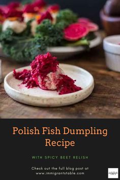 fish dumpling with spicy beet relish on a plate Gefilte Fish Recipe, Beet Relish, Fish Broth, Chicken Liver Mousse, Gefilte Fish, Seder Meal, Pan Fried Dumplings, Fish Balls, Jewish Cuisine