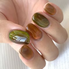 Green And Brown Nails, Chasing Daisies, Autumn Green, September Nails, Instagram Autumn, Autumn Nails