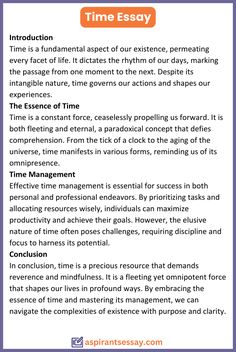 an image of a paper with the text time essay