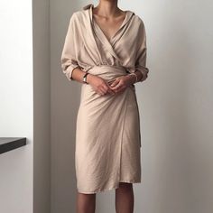 Lauren Deep V-Neck Wrap Shirtdress – watereverysunday Lurex Dress, Velvet Sleeve, Womens Fall Dress, Linen Casual, Tie Waist Dress, Straight Neckline, Dresses Elegant, African Dresses, Spring Women