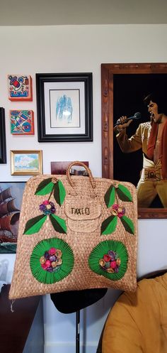 Large handwoven straw vintage Mexican bag with handles and pocket. Carry all you need in this beautiful handmade bag! Purchased in Taxco, Mexico in the late 1960s. Floral design and hand-sewn details. A sturdy, timeless classic from south of the border! Handmade Vintage Natural Straw Bag, Vintage Natural Straw Bag, Handmade Vintage Straw Bag, Vintage Brown Woven Straw Bag, Vintage Handwoven Straw Bag For Beach, Vintage Woven Straw Bag For Beach, Vintage Handmade Straw Beach Bag, Vintage Handwoven Straw Bag, Vintage Handmade Straw Bag For Beach