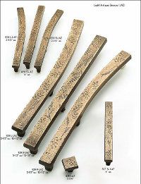 several different types of wooden handles on a white surface with words describing them in english and arabic