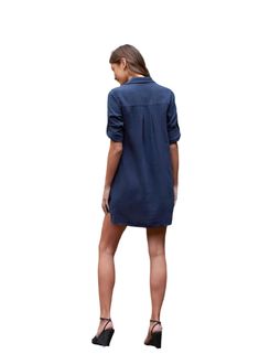 The Long Sleeve A-Line Dress is a comfortable dress in a soft-touch fabric that gives it a luxurious look. Designed with side pockets for practicality and a round hem. Made with 100% TENCEL™ Lyocell. Color, Endless Sea (deep, rich navy) Relaxed Fit Shirttail Hem Dress For Fall, Fall Dresses With Relaxed Fit And Shirttail Hem, Fall Shirttail Hem Relaxed Fit Dress, Casual Mini Dress With Relaxed Fit For Work, Casual Relaxed Fit Mini Dress For Work, Daywear Shift Midi Dress With Pockets, Relaxed Fit Knee-length Mini Dress For Work, Casual Dresses With Curved Hem For Daywear, Relaxed Fit Dress With Rolled Sleeves For Fall