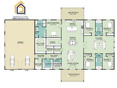 the floor plan for an apartment with three bedroom and two bathrooms