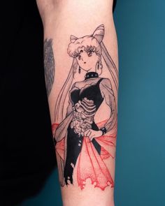 Black Lady Tattoo, Oozy Tattoo, Korea Tattoo, Korean Tattoo Artist, Fun Tattoos, Monster Tattoo, Sailor Moon Tattoo, Korean Tattoos, Bird Tattoos