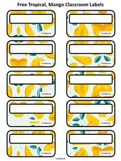 free printable tropical mango classroom labels