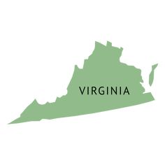 a map of the state of virginia, with its capital and major cities in green