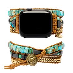 PRICES MAY VARY. HANDCRAFTED GENUINE CRYSTAL WATCH BAND: Gift yourself or someone you love a handmade watch strap. Beautifully strung together with genuine energy crystals, this Turquoise Calming Energy Smart Watch Strap by Cape Diablo is a chakra stone bracelet and watch strap in one, perfectly blending fashion, form, and function. BALANCE, STABILITY, AND CALM: Tame the overwhelm with the Turquoise Calming Energy Smart Watch Strap by Cape Diablo. With a power to impart stability and balance, Tu Handmade Apple Watch Band, Boho Apple Watch Band, Handmade Adjustable Turquoise Watch Bands, Handmade Bohemian Apple Watch Band, Bohemian Beaded Adjustable Watch Bands, Bohemian Turquoise Adjustable Apple Watch Band, Turquoise Watch Band, Boho Watch, Handmade Watch Strap