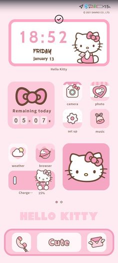 the hello kitty theme is shown in pink