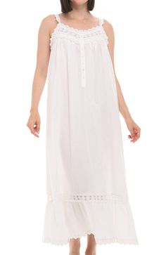 White Version 2 Elegant Cotton Nightgown For Sleepover, Cotton Dresses For Bedtime, Feminine Nightgown For Home, Elegant Cotton Nightgown For Daywear, Elegant Cotton Nightgown For Bedtime, Sleeveless Cotton Nightgown For Daywear, Feminine Cotton Nightgown For Hospital, Sleeveless Nightgown For Hospital, Long Night Dress