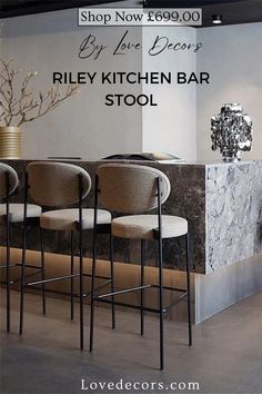 the bar stools are up against the wall