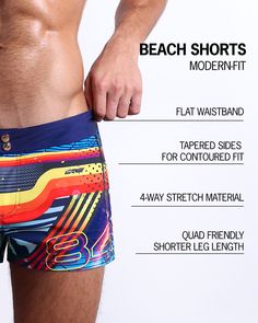 The most versatile pair of men’s beach shorts you’ll ever wear. BANG! Beach Shorts are the perfect all-rounder between the beach and everything else before and after. Styled after the fashionably look of a modern-fit walk short, these premium men’s swim trunks are delivered in a body-sculpting and shape-contouring format for a perfect fit. Meet the ultimate men’s boardies to take you from the beach to the party without missing a beat. Made with a stretchy, waterproof, light weight and soft fabri Blue Short Boxer Briefs For Beach, Bottoms With Built-in Shorts For Beach Party, Blue Boxer Briefs With Built-in Shorts For Beach Season, Blue Sporty Boxer Briefs For Beach, Beachy Swim Trunks With Built-in Shorts, Summer Beach Party Swim Trunks With Built-in Shorts, Beach Party Beachwear Swim Trunks Short Length, Beachwear Swim Trunks For Beach Party, Beach Party Short Swim Trunks