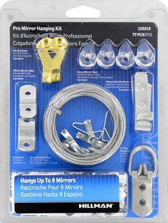 an assortment of hardware and accessories in a package