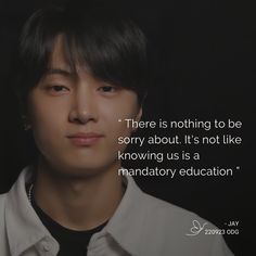 an image of a man with a quote on it that says, there is nothing to be sorry about it's not like showing us a mandatory education