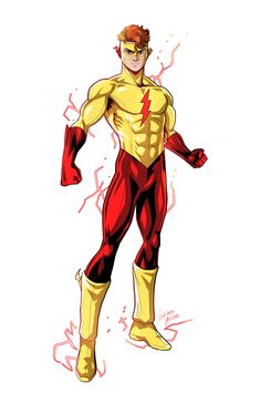 a drawing of the flash standing with his hands in his pockets and wearing yellow shoes