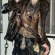 Pirate Punk Fashion, Distressed Punk Fashion, Punk Streetwear, Punk Rock Runway Fashion, Post Apocalyptic Fashion Runway, Brown Leather Punk Outerwear, Punk Style Outfits, Archive Fashion, Concept Clothing