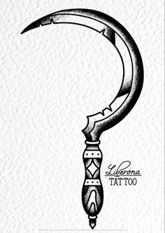 a tattoo design with an arrow on the side and a crescent in the middle,