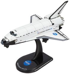 a model of the space shuttle is on display