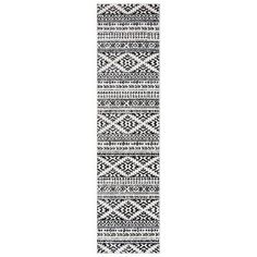 a black and white runner rug on a white background