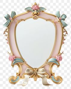 an ornate pink and gold frame with flowers on the border, transparent background png