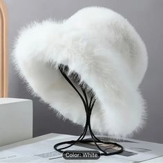 White Bucket Faux Fur Hat White Fur Accessories, Chic Winter Hat, Cute Winter Hats, Winter Arc, Faux Fur Hat, Fur Accessories, White Faux Fur, Fur Hat, White Fur