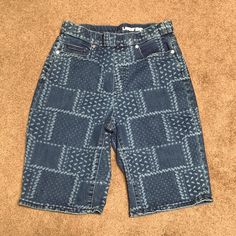 Bermudas Have A Great Patchwork Pattern. Pull On Design And Are Comfortable And Flattering. Love These Shorts But Are Too Small For Me. Waist 14 Inches Length 11 Inches Blue Cotton Patchwork Shorts, Short Denim Blue Patchwork Bottoms, Denim Blue Patchwork Shorts, Blue Patchwork Jean Shorts, Blue Cotton Patchwork Jean Shorts, Patchwork Patterns, On Design, Lands End, 11 Inches