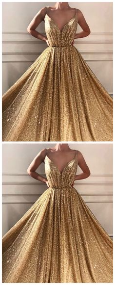 Princess Prom Dress With Sequins Floor-Length Gold Quinceanera Dress Sweet 16 Dresses for Girls N10520 Princess Prom Dress, Boho Prom, Quinceanera Dresses Gold, Dresses Gold, Classy Prom, Gold Prom, Dresses Flowy, Junior Prom, Sparkly Prom Dresses