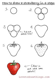 how to draw strawberries and strawberrys for kids with step by step drawing instructions