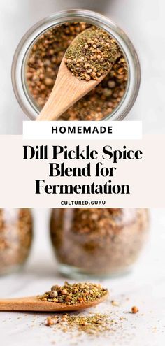 homemade dill pickle spice blend for fermentation with text overlay