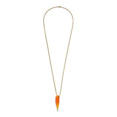 This unique Carnelian Gustavia Necklace is certain to be an eye-catcher. Firey orange Carnelian is nown to stimulate the boldness of spirit. Wear to energize your fiercest, most powerful self. Carved with expert precision in Germany, and a 3mm diamond dangle adds a touch of sparkle. A timeless piece to be treasured forever. Approximately 29 tcw carnelian. .12 tcw diamond. Adjustable 20-24 inches. Made to order. Carnelian Orange Amulet Necklace, Orange Carnelian Amulet Necklace, Orange Carnelian Necklace In Spiritual Style, Orange Carnelian, Spirit Wear, Art Kit, Recycled Gold, Free Art, Most Powerful