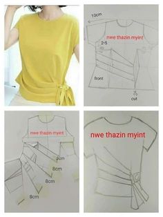 the instructions for how to make a top with an attached belt and tie around the waist