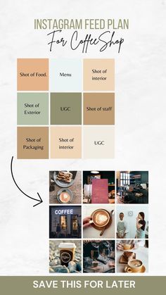 the instagram feed plan for coffee shop