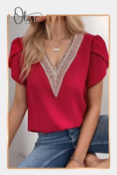 ✨ Featuring an elegant lace trim on the V-neckline, this shirt is a perfect blend of sophistication and comfort. 🌟👗 Pair it with your favorite jeans or shorts for a chic, effortless look that's sure to turn heads. 💃🛍️ Shop now and make a statement in style! #CasualChic #ElegantLace #OliviaMark Casual Game, Casual Shirt, Olivia Mark, Favorite Jeans, Casual Chic, In Style, Lace Trim, Casual Shirts, Shop Now