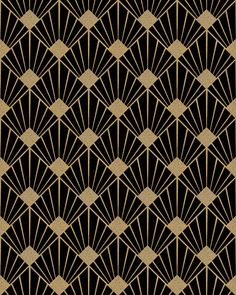 an art deco style wallpaper with black and gold colors