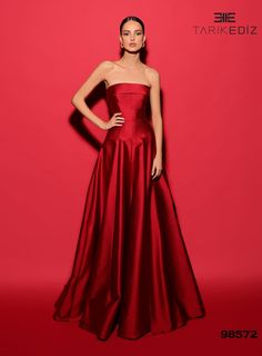 Tarik Ediz Evening Dress Tarik Ediz: 98572 Straight Across Neckline, Night Beauty, Tarik Ediz, Dress Appropriately, Evening Dresses For Weddings, A Line Gown, Draped Fabric, Princess Seam, Fabric Squares