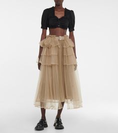 Noir Kei Ninomiya - Ruffled cotton cropped top | Mytheresa Fall Ruffled Crop Top, Noir Kei Ninomiya, Kei Ninomiya, Phenomenal Woman, Thrift Flip, Cotton Crop Top, Mix Style, Party Looks, Cropped Top