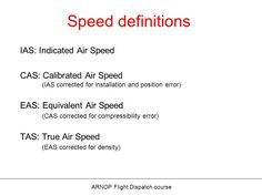 an air speed chart with the words speed definition and description in red, white and black