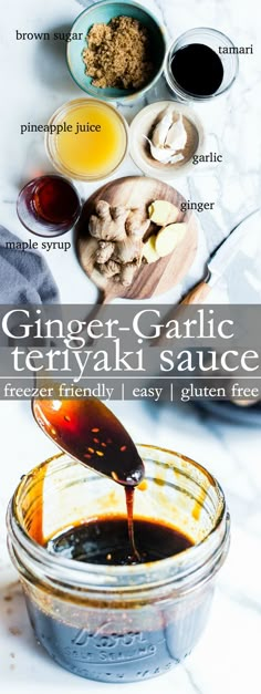 the ingredients for ginger garlic teriyaki sauce