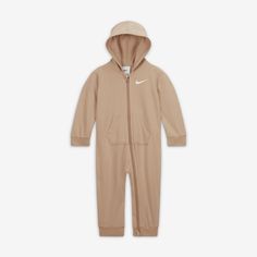 Put the smallest athletes in cozy comfort with this coverall, made of soft French Terry that feels gentle on baby's sensitive skin. The hood provides optional extra warmth and the full-zip closure makes changing, dressing and layering easy. Nike Essentials, Comforters Cozy, Toddler Boys, French Terry, Sensitive Skin, Layering, Rompers, Nike, Skin