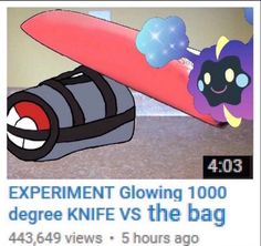 an advertisement for a skateboard that says experiment glowing 100 degree knife vs the bag